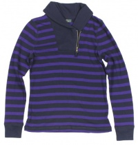 Lauren Jeans Co. Women's Striped Shawl Collar Shirt (Navy Blue/Purple) (Large) Lauren Jeans Co. Women's Striped Shawl Collar Shirt (Navy Blue/Purple) (Large)