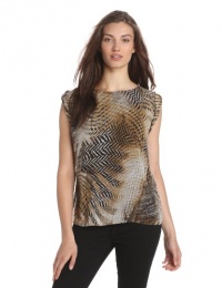 Vince Camuto Women's Short Sleeve Herringbone Boat Neck Blouse Vince Camuto Women's Short Sleeve Herringbone Boat Neck Blouse