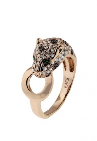 Effy Jewlery Signature Rose Gold Diamond and Emerald Ring, .66 TCW Ring size 7