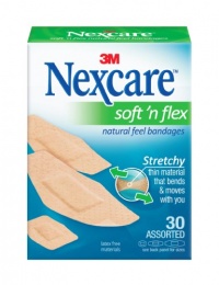 Nexcare Comfort Flexible Fabric Bandage, Latex Free, Assorted Sizes, 30 Count (Pack of 6) Nexcare Comfort Flexible Fabric Bandage, Latex Free, Assorted Sizes, 30 Count (Pack of 6)