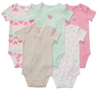 Carter's Baby Girls 5 Pack Short Sleeve Bodysuit Set