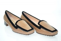 TOD'S Women's Cecile Pantofola Bitono Beige/Black Leather Loafers Sz 36 2AR1777 TOD'S Women's Cecile Pantofola Bitono Beige/Black Leather Loafers Sz 36 2AR1777