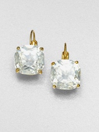 Simple and striking faceted squared stones have a golden prong setting and a delicate radiance.ResinBrassAbout .5 squareEar wireImported