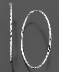 Make everyday special with these radiant sterling silver hoop earrings. Approximate diameter: 1-1/2 inches. Make everyday special with these radiant sterling silver hoop earrings. Approximate diameter: 1-1/2 inches.