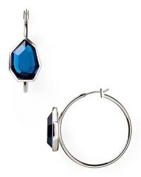 T Tahari Essentials Silver Blue Stone Hoop Earrings T Tahari Essentials Silver Blue Stone Hoop Earrings