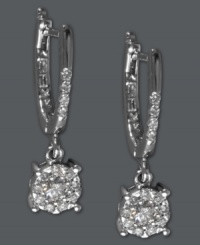 Effortless glamour. EFFY Collection's stunning hoop earrings have a dazzling effect with the addition of round-cut diamonds (1/3 ct. t.w.). Set in 14k white gold. Approximate drop: 15/16 inch. Effortless glamour. EFFY Collection's stunning hoop earrings have a dazzling effect with the addition of round-cut diamonds (1/3 ct. t.w.). Set in 14k white gold. Approximate drop: 15/16 inch.