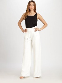 A phenomenal pant with a chic, high-waist design and well-placed pleats for high-fashion appeal. High-waist designPleated frontSide zipperBack waist dartsInseam, about 3255% viscose/45% acetateDry cleanImported of Italian fabric Model shown is 5'10 (177cm) wearing US size 4. A phenomenal pant with a chic, high-waist design and well-placed pleats for high-fashion appeal. High-waist designPleated frontSide zipperBack waist dartsInseam, about 3255% viscose/45% acetateDry cleanImported of Italian fabric Model shown is 5'10 (177cm) wearing US size 4.