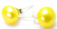 7MM Bright Yellow Round Freshwater Cultured Pearl Pearl Stud Earrings, 925 Sterling Silver Posts 7MM Bright Yellow Round Freshwater Cultured Pearl Pearl Stud Earrings, 925 Sterling Silver Posts