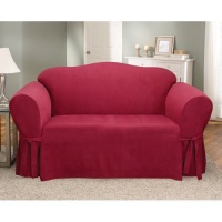 Sure Fit Soft Suede 1-Piece Sofa Slipcover, Burgundy Sure Fit Soft Suede 1-Piece Sofa Slipcover, Burgundy