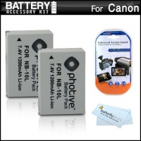 2 Pack Battery Kit For Canon PowerShot SX40 HS SX40HS, SX50 HS, SX50HS, G1 X G1X, Powershot G15, Canon PowerShot G16 Digital Camera Includes 2 Extended Replacement (1200Mah) NB-10L Batteries + LCD Screen Protectors + MicroFiber Cleaning Cloth 2 Pack Battery Kit For Canon PowerShot SX40 HS SX40HS, SX50 HS, SX50HS, G1 X G1X, Powershot G15, Canon PowerShot G16 Digital Camera Includes 2 Extended Replacement (1200Mah) NB-10L Batteries + LCD Screen Protectors + MicroFiber Cleaning Cloth