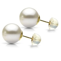 14k Yellow Gold 9-10mm Perfect Round White Cultured Freshwater Pearl High Luster Stud Earring AAA Quality. 14k Yellow Gold 9-10mm Perfect Round White Cultured Freshwater Pearl High Luster Stud Earring AAA Quality.