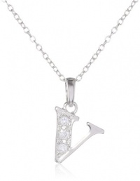 Sterling Silver Simulated Diamond Initial Pendant Necklace, 18 Sterling Silver Simulated Diamond Initial Pendant Necklace, 18