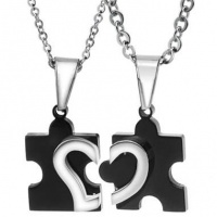 Black Titanium Stainless Steel Love Combining Couples Pendant Necklace (One Pair) Black Titanium Stainless Steel Love Combining Couples Pendant Necklace (One Pair)