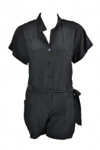 Rachel Zoe Womens Leland Button Down Short Sleeve Silk Romper