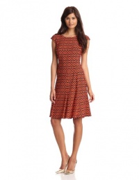 Evan Picone Women's Cap Sleeve Printed Dress