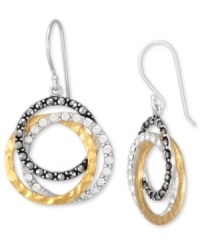 A shapely mix of sparkle and shine. Genevieve & Grace's chic circular earrings feature a graduated design in sterling silver and 18k gold over sterling silver with glittering marcasite accents. Approximate drop: 1 inch. A shapely mix of sparkle and shine. Genevieve & Grace's chic circular earrings feature a graduated design in sterling silver and 18k gold over sterling silver with glittering marcasite accents. Approximate drop: 1 inch.