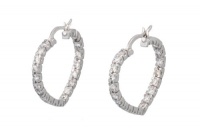 Studio 925 Diamond CZ Heart shaped Hoop Sterling Silver Earrings Studio 925 Diamond CZ Heart shaped Hoop Sterling Silver Earrings