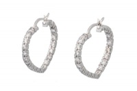 Studio 925 Diamond CZ Heart shaped Hoop Sterling Silver Earrings