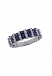 Effy Jewlery 14K White Gold Blue Sapphire and Diamond Ring, 1.68 TCW Ring size 7