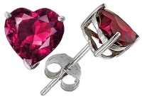 Original Star K(tm) 7mm Heart Created Ruby Earring Studs in .925 Sterling Silver Original Star K(tm) 7mm Heart Created Ruby Earring Studs in .925 Sterling Silver