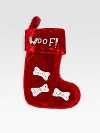 EXCLUSIVELY AT SAKS.COM. Treat your four-legged pet to this velvet stocking handcrafted just for him, from renowned designer Sudha Pennathur. HandcraftedVelvet with bead embroidery and rayon cord trim7½L X 5½WDry cleanImported