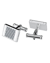 These refined silver cufflinks with a dramatic silver-colored fiberglass inlay spruce up your professional attire with a healthy dose of modern sheen.