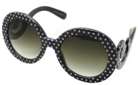 Oversized Womens Sunglasses with Curled Arms Round Lenses and Polka Dots (Black) Oversized Womens Sunglasses with Curled Arms Round Lenses and Polka Dots (Black)