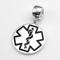 Sterling Silver Medical Symbol Charm or Pendant on Pandora Style Bale 3/4 Inch Sterling Silver Medical Symbol Charm or Pendant on Pandora Style Bale 3/4 Inch