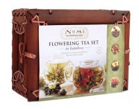 Numi Organic Tea Flowering Gift Set in Handcrafted Mahogany Bamboo Chest: Glass Teapot & 6 Flowering Tea Blossoms Numi Organic Tea Flowering Gift Set in Handcrafted Mahogany Bamboo Chest: Glass Teapot & 6 Flowering Tea Blossoms