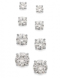 B. Brilliant Sterling Silver Earrings Set, Cubic Zirconia Set of Four Stud Earrings B. Brilliant Sterling Silver Earrings Set, Cubic Zirconia Set of Four Stud Earrings