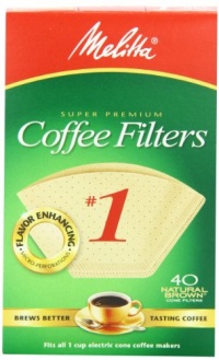 Melitta Cone Coffee Filters, Natural Brown, No. 1, 40-Count Filters (Pack of 12) Melitta Cone Coffee Filters, Natural Brown, No. 1, 40-Count Filters (Pack of 12)