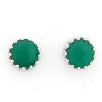Meredith Leigh Sterling Silver Green Onyx Crown Stud Earrings