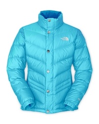 Greet the white out in this cool blue North Face® jacket, with the season's favorite puffy styling. Greet the white out in this cool blue North Face® jacket, with the season's favorite puffy styling.