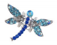 Hair Clip - Crystal Dragonfly - Med Size (1-3/4 x 1-1/4) ~ Aqua & Sapphire Blue (FB107) Hair Clip - Crystal Dragonfly - Med Size (1-3/4 x 1-1/4) ~ Aqua & Sapphire Blue (FB107)