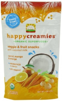 Happy Creamies Organic Veggie and Fruit Snacks with Coconut Milk, (Carrot, Mango and Orange), 1 Ounce (Pack of 8) Happy Creamies Organic Veggie and Fruit Snacks with Coconut Milk, (Carrot, Mango and Orange), 1 Ounce (Pack of 8)