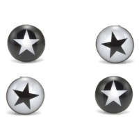Trendy Black N White Star 4 Stud Earrings Set Stainless Steel for Men and Women Trendy Black N White Star 4 Stud Earrings Set Stainless Steel for Men and Women