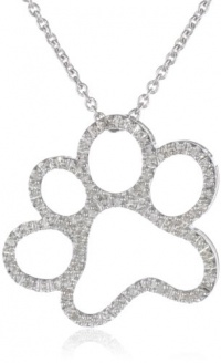 Silver and Diamond Dog Paw Pendant Necklace (1/20 cttw, I-J Color, I3 Clarity), 18