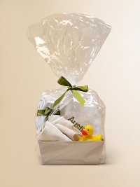 EXCLUSIVELY AT SAKS. A dreamy cloud of soft terry velour essentials are all arranged in a reusable metal tin. Set includes: one hooded baby towel, 2 baby bibs, 2 wash clothes, 2 burp cloths and an adorable rubber duck. Cotton binding on hooded towel and bibs Cotton Machine wash Imported FOR PERSONALIZATION Select a quantity, then scroll down and click on PERSONALIZE & ADD TO BAG to choose and preview your personalization options. Please allow 4 weeks for delivery. EXCLUSIVELY AT SAKS. A dreamy cloud of soft terry velour essentials are all arranged in a reusable metal tin. Set includes: one hooded baby towel, 2 baby bibs, 2 wash clothes, 2 burp cloths and an adorable rubber duck. Cotton binding on hooded towel and bibs Cotton Machine wash Imported FOR PERSONALIZATION Select a quantity, then scroll down and click on PERSONALIZE & ADD TO BAG to choose and preview your personalization options. Please allow 4 weeks for delivery.