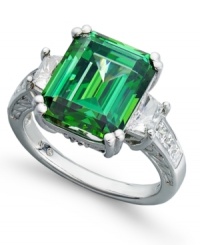 Guilt-less green. Affordable, stunning sparkle defines Arabella's beautiful green Swarovski zirconia ring (12-9/10 ct. t.w.). Set in sterling silver. Size 7.