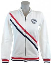 Tommy Hilfiger Womens Full Zip Track Jacket Sweatshirt - M - White/navy/red Tommy Hilfiger Womens Full Zip Track Jacket Sweatshirt - M - White/navy/red