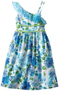 Bonnie Jean Girls 7-16 Floral One Shoulder Dress, Blue, 14 Bonnie Jean Girls 7-16 Floral One Shoulder Dress, Blue, 14