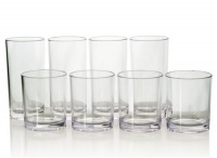 8pc Break-resistant Clear Plastic Cup Tumblers, four 14-ounce rocks and four 18-ounce water 8pc Break-resistant Clear Plastic Cup Tumblers, four 14-ounce rocks and four 18-ounce water