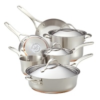 Constructed of strong, longlasting stainless steel, this versatile assortment of pots and pans from Anolon offers a plethora of shapes and sizes designed for a lifetime's worth of cooking tasks. Constructed of strong, longlasting stainless steel, this versatile assortment of pots and pans from Anolon offers a plethora of shapes and sizes designed for a lifetime's worth of cooking tasks.