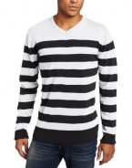 Southpole Men's Striped Pull Over Long Sleeve Sweater