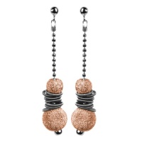 Studio 925 Bingle Bangle Italian Sterling Silver with Rose Gold Vermeil, Diamond cut Beads and Grey Spring Earrings Studio 925 Bingle Bangle Italian Sterling Silver with Rose Gold Vermeil, Diamond cut Beads and Grey Spring Earrings