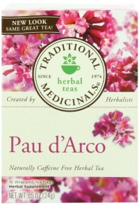 Traditional Medicinals Pau D'Arco Herbal Tea, 16-Count Wrapped Tea Bags (Pack of 6) Traditional Medicinals Pau D'Arco Herbal Tea, 16-Count Wrapped Tea Bags (Pack of 6)