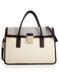 Ideal for work or play. This gorgeous DKNY bag features a vintage-inspired satchel silhouette, contrast trim and high-shine goldtone hardware. Ideal for work or play. This gorgeous DKNY bag features a vintage-inspired satchel silhouette, contrast trim and high-shine goldtone hardware.