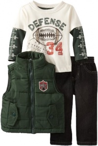 Kids Headquarters Baby-boys Infant Vest with Twofer Long Sleeve Tee and Jeans, Green, 12 Months Kids Headquarters Baby-boys Infant Vest with Twofer Long Sleeve Tee and Jeans, Green, 12 Months