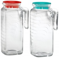 Bormioli Rocco Gelo 2-Piece Glass Pitcher Set with Lids, Red and Green Bormioli Rocco Gelo 2-Piece Glass Pitcher Set with Lids, Red and Green