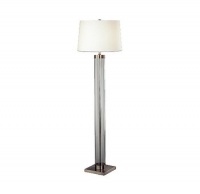 Robert Abbey D3320 Lamps with Off-White Cotton and Rolled Edge Hem Shades, Clear Glass Column/Dark Antique Nickel Accents Finish Robert Abbey D3320 Lamps with Off-White Cotton and Rolled Edge Hem Shades, Clear Glass Column/Dark Antique Nickel Accents Finish